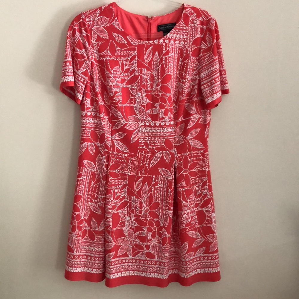 Jessica Howard Salmon and White Patterned Mini Dress